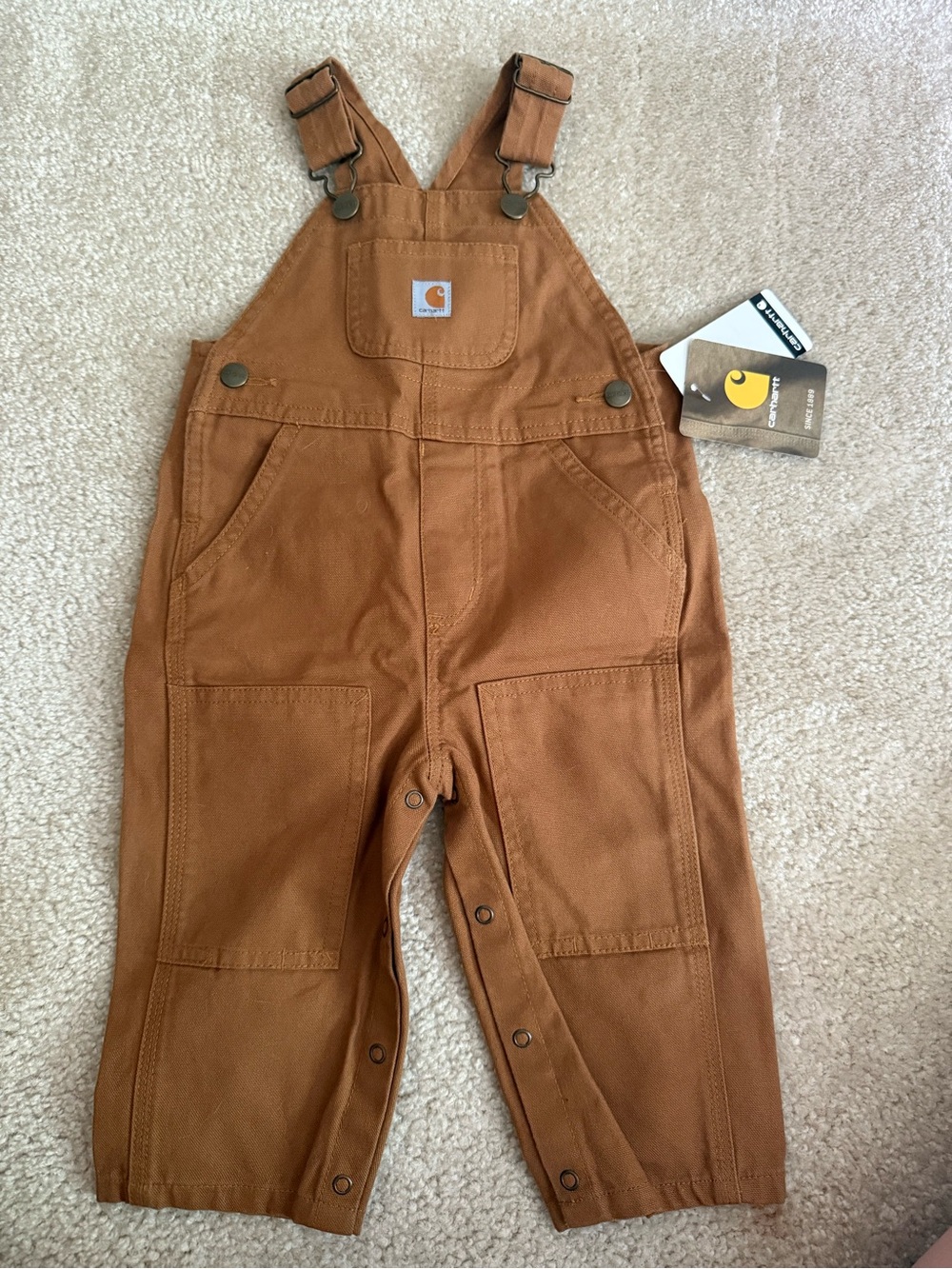 Carhartt Kids Tan/Brown Duck Bib Overalls